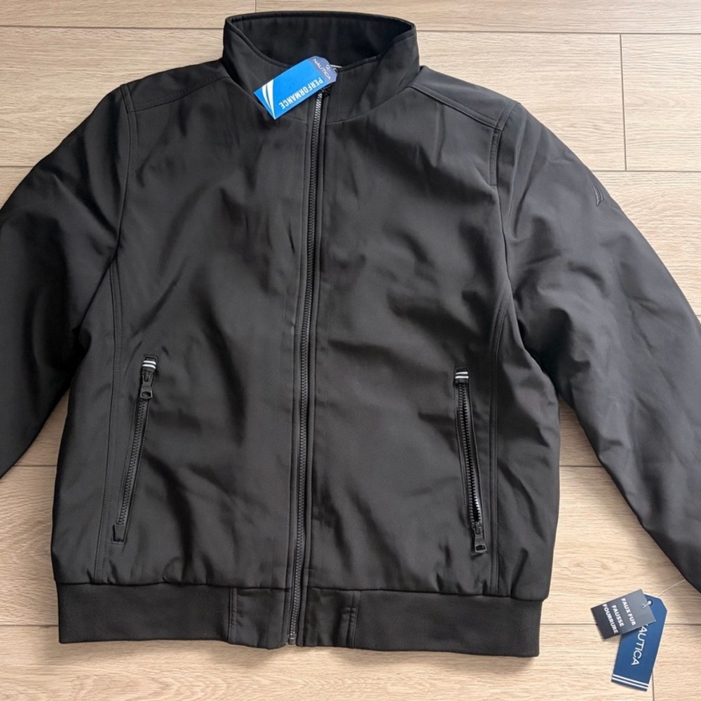NWT Nautica Men's Black Windbreaker Jacket (LARGE)